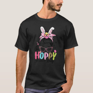 Womens One Hoppy Lunch Lady Messy Bun Hair Bunny E T-Shirt