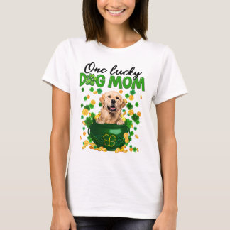 Womens One Lucky Dog Mama Golden Retriever Mum T-Shirt