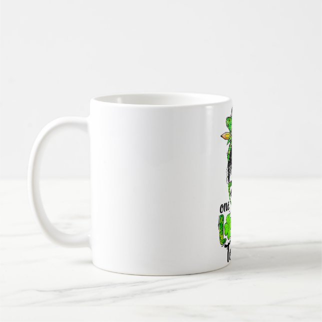 Womens One Lucky Teacher Funny St Patricks Day Mes Coffee Mug (Left)