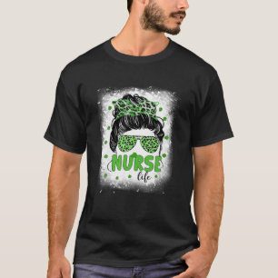 Womens One Lucky Teacher Patricks Day Nurse Messy T-Shirt