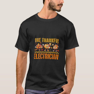 Womens One Thankful Electrician Thanksgiving Fall  T-Shirt