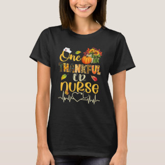 Womens One Thankful Er Nurse Pumpkin Stethoscope T T-Shirt