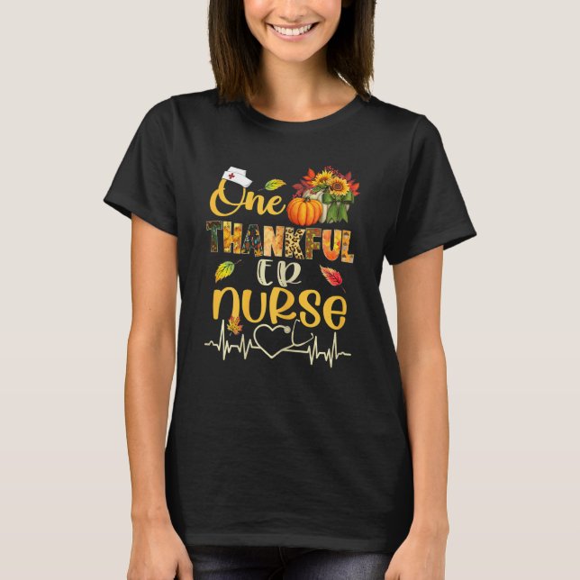 Womens One Thankful Er Nurse Pumpkin Stethoscope T T-Shirt (Front)