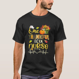 Womens One Thankful Icu Nurse Pumpkin Stethoscope T-Shirt