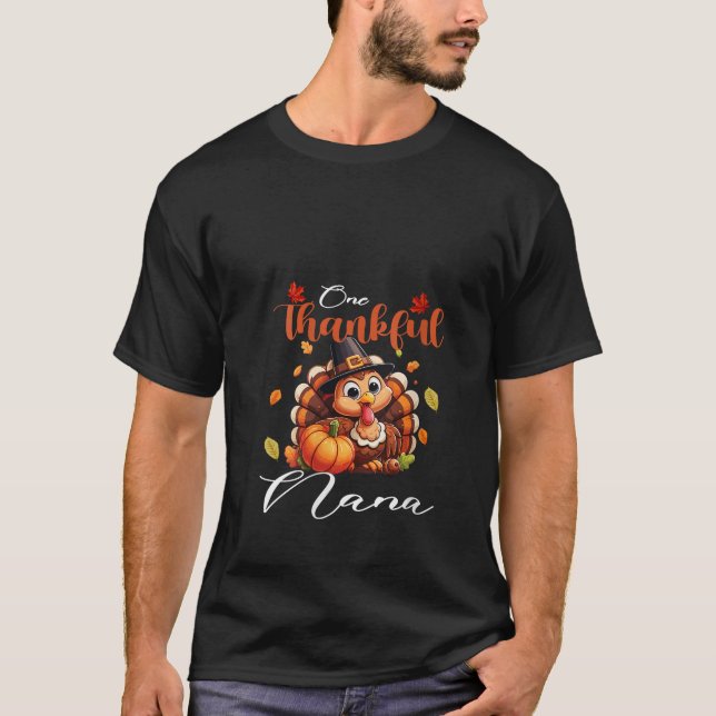 Womens One Thankful Nana Pumpkin Fall Autumn Thank T-Shirt (Front)
