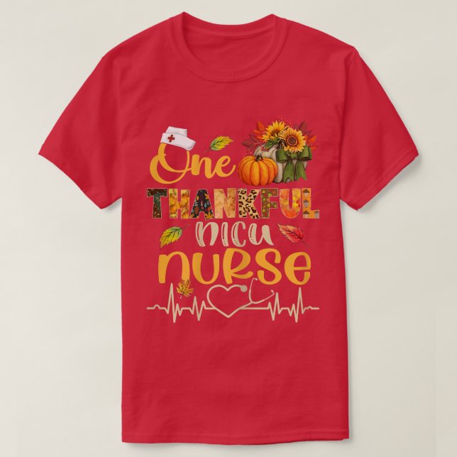 Womens One Thankful NICU Nurse Pumpkin Stethoscope T-Shirt (Design Front)