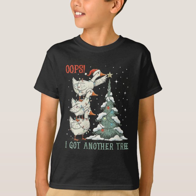 Womens Oops I Got Another Tree Merry Goosemas Sill T-Shirt (Front)