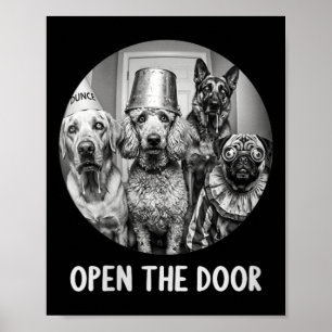 Womens Open The Door Zombie Dogs Funny Halloween Poster