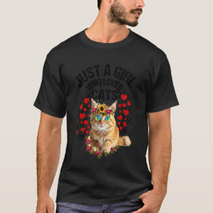 Womens Orange Cat Owner for Just a Girl Who Loves T-Shirt