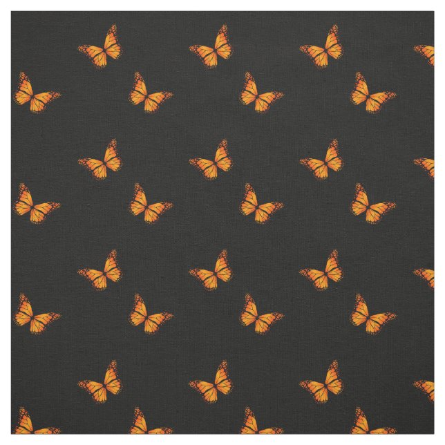 Women's Orange Fluttering Butterfly On Black Fabric (Swatch)