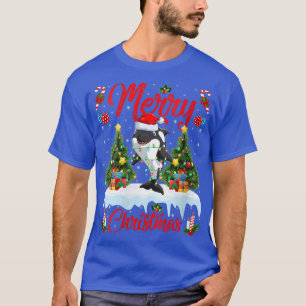 Womens Orca Fish Lover Xmas Lighting Santa Hat Orc T-Shirt
