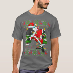 Womens Orca Fish Xmas Tree Matching Santa Orca Ugl T-Shirt