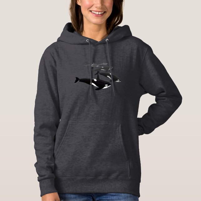 Women's Orca Hoodie Killer Whale Lady's Sweatshirt (Front)