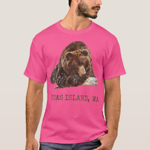 Womens Orcas Island Brown Grizzly Bear In Snow Was T-Shirt