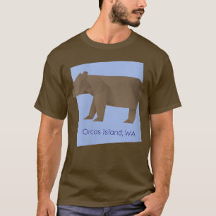Womens Orcas Island Brown Origami Bear Abstract Ge T-Shirt