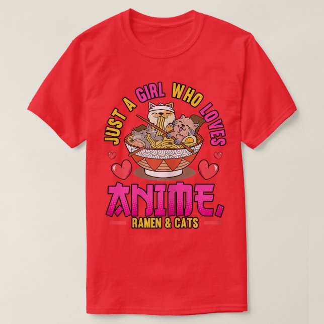 Womens Otaku Just a Girl Who Loves Anime Ramen & C T-Shirt (Design Front)