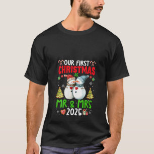 Womens Our First Christmas as Mr Mrs 2025 Couple M T-Shirt