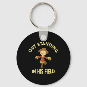 Womens Out Standing In His Field Farmer Scarecrow Key Ring