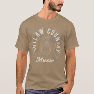 Womens Outlaw Country Music Guitar Outline VNeck f T-Shirt