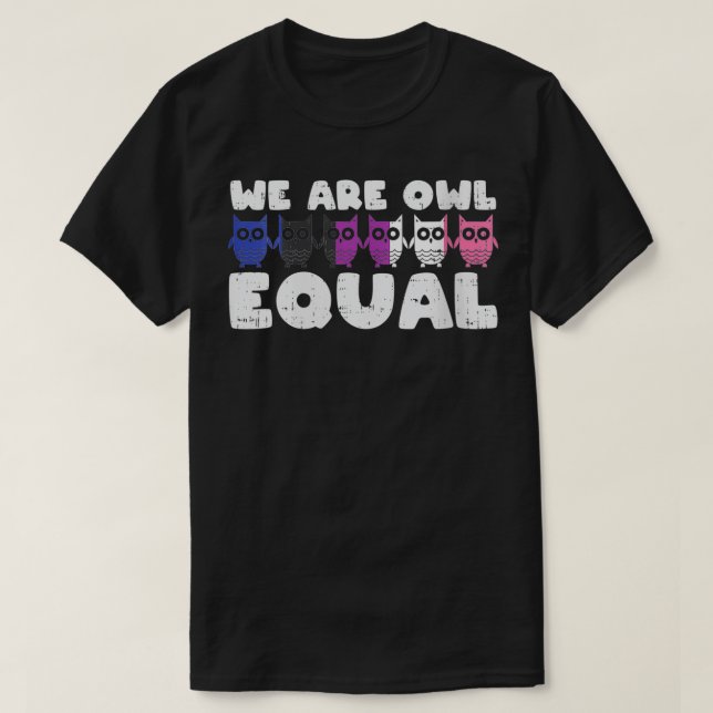 Womens Owl Equal Genderfluid Pride Flag NonBinary  T-Shirt (Design Front)
