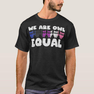 Womens Owl Equal Genderfluid Pride Flag NonBinary  T-Shirt