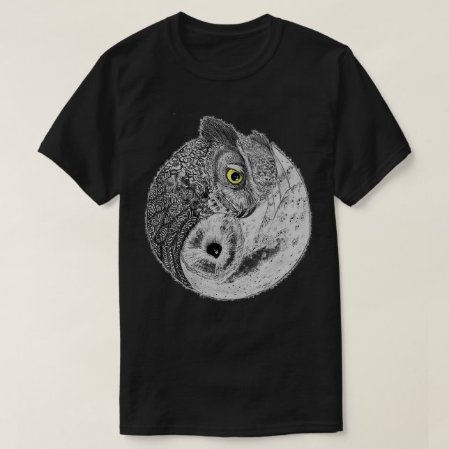 Womens Owl Yin Yang Tai Chi VNeck T-Shirt (Design Front)