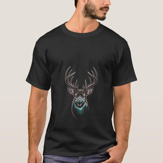 Womens Paint Art Forest Elk Deer Buck Reindeer V N T-Shirt (Front)