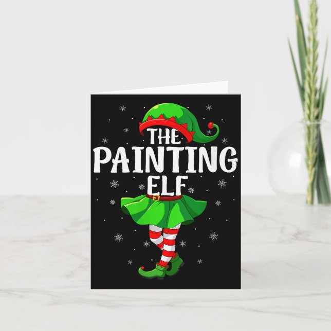 Womens Painting Elf Christmas Girls Women Elf Squa Card (Front)