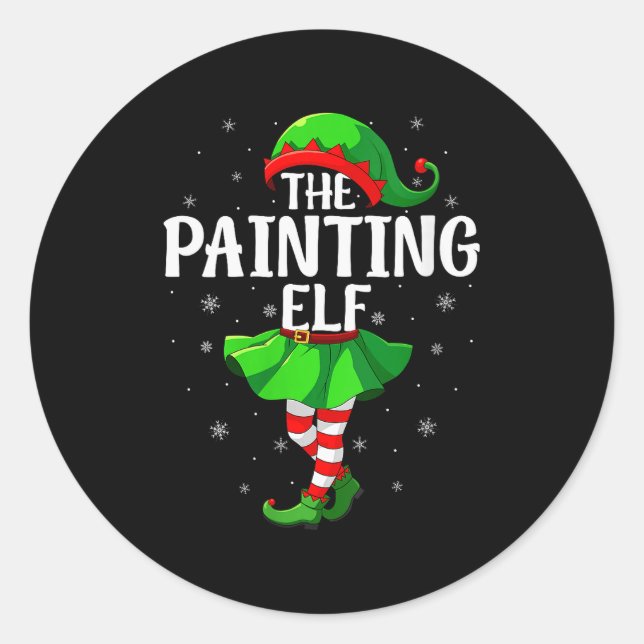 Womens Painting Elf Christmas Girls Women Elf Squa Classic Round Sticker (Front)