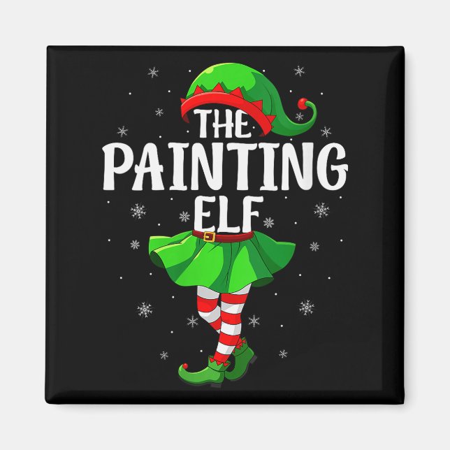 Womens Painting Elf Christmas Girls Women Elf Squa Magnet (Front)