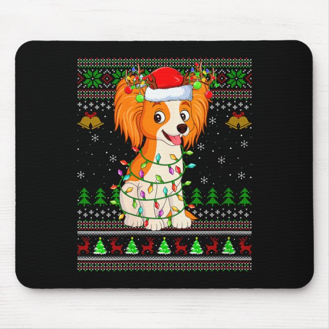 Womens Pallon Dog Ugly Christmas Sweaters Holiday  Mouse Mat (Front)
