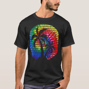 Womens Palm Trees Tie Dye Sunset Tropical Beach VN T-Shirt