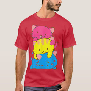 Womens Panseual Flag Color Cat Subtle Pan Pride LG T-Shirt