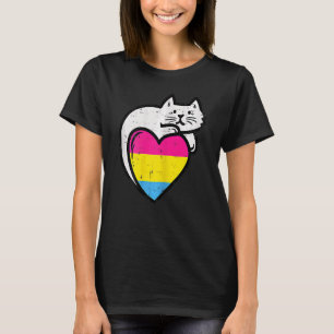 Womens Pansexual Heart Cat Pocket Pan Pride Flag L T-Shirt