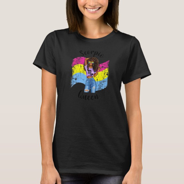 Womens Pansexual Pride Scorpio Queen Zodiac Black  T-Shirt (Front)