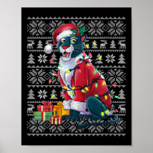 Womens Panther Xmas Sweater Style Ugly Santa Panth Poster