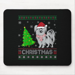 Womens Papillon Dog Xmas Tree Lighting Ugly Christ Mouse Mat