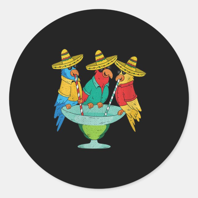 Womens Parrot Cinco De Mayo Funny Drinking Tequila Classic Round Sticker (Front)
