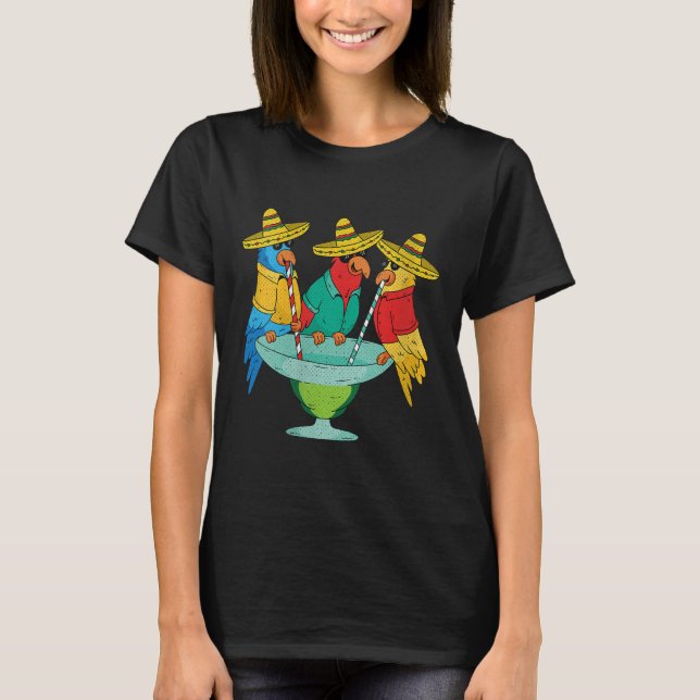 Womens Parrot Cinco De Mayo Funny Drinking Tequila T-Shirt (Front)