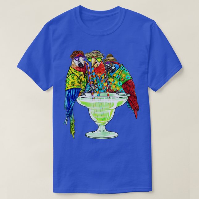 Womens Parrots Drinking Margarita Hawaiian  Vacati T-Shirt (Design Front)