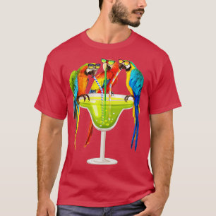Womens Parrots Drinking Margarita On Summer Vacati T-Shirt