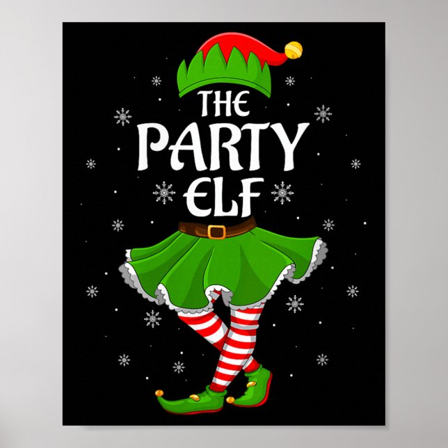 Womens Party Elf Christmas Family Girls Women Elf  Poster (Front)