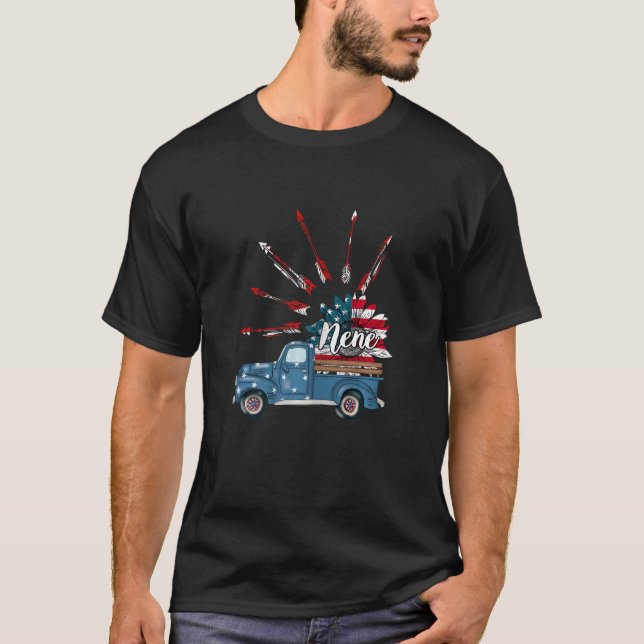 Womens Patriotic 4th Of July Nene Truck Sunflower  T-Shirt (Front)