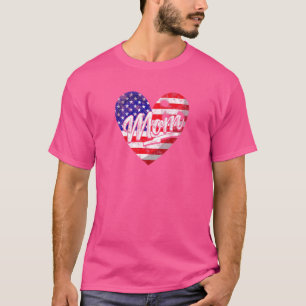 Womens Patriotic American Flag Heart Bowling Mum M T-Shirt