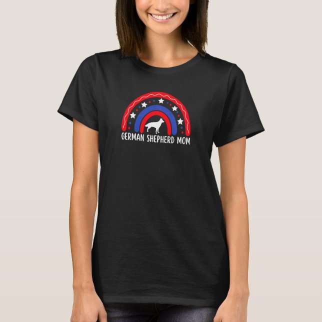 Womens Patriotic German Shepherd Mum Rainbow Gsd M T-Shirt (Front)