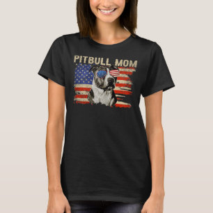 Womens Patriotic Pitbull Mum 4th Of July American T-Shirt