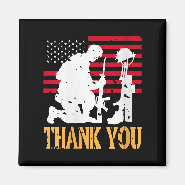 Womens Patriotic Soldier Kneeling Battlefield Cros Magnet (Front)