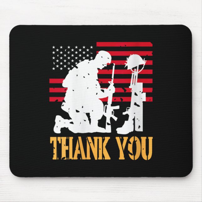 Womens Patriotic Soldier Kneeling Battlefield Cros Mouse Mat (Front)