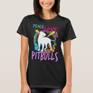 Womens Peace Love And Pitbull Print Pit Bull Lover T-Shirt