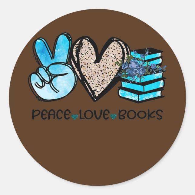 Womens Peace Love Books Library Librarian reading Classic Round Sticker (Front)